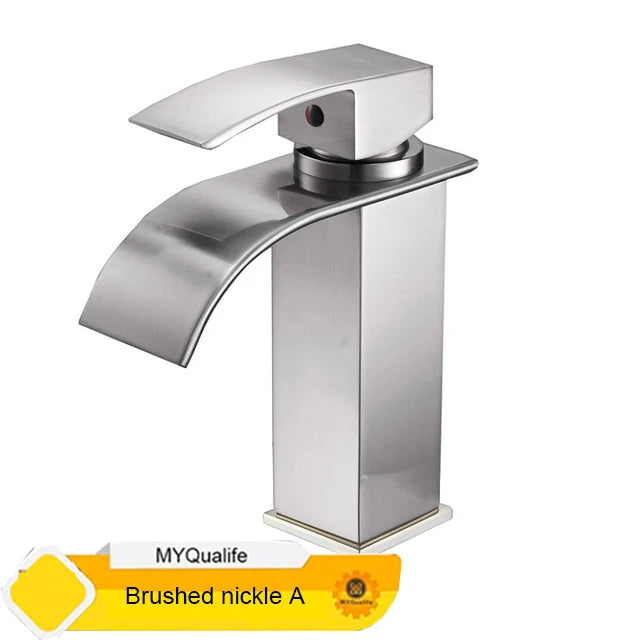 MYQualife Waterfall Bathroom Faucet Single Hole Vessel Sink