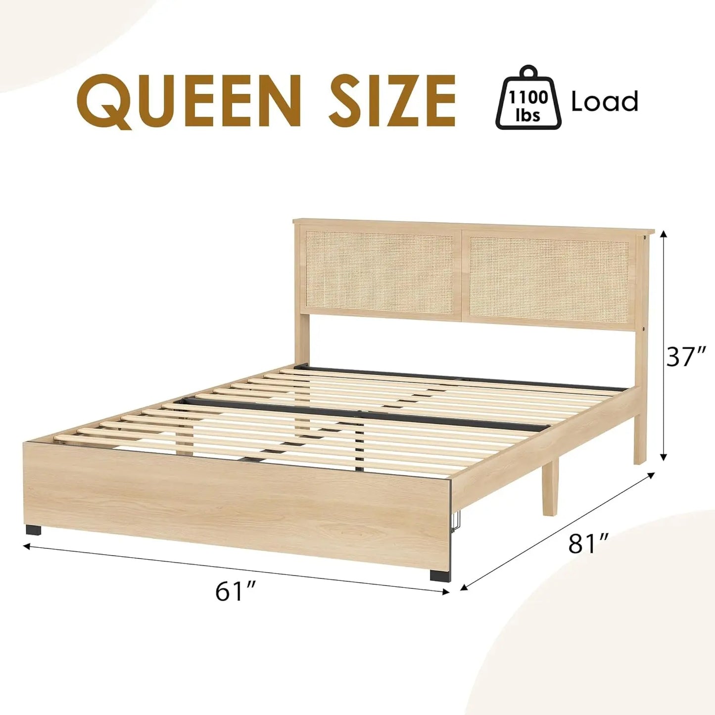 HobbyLane Rattan Bed Frame With Headboard And Storage Drawer