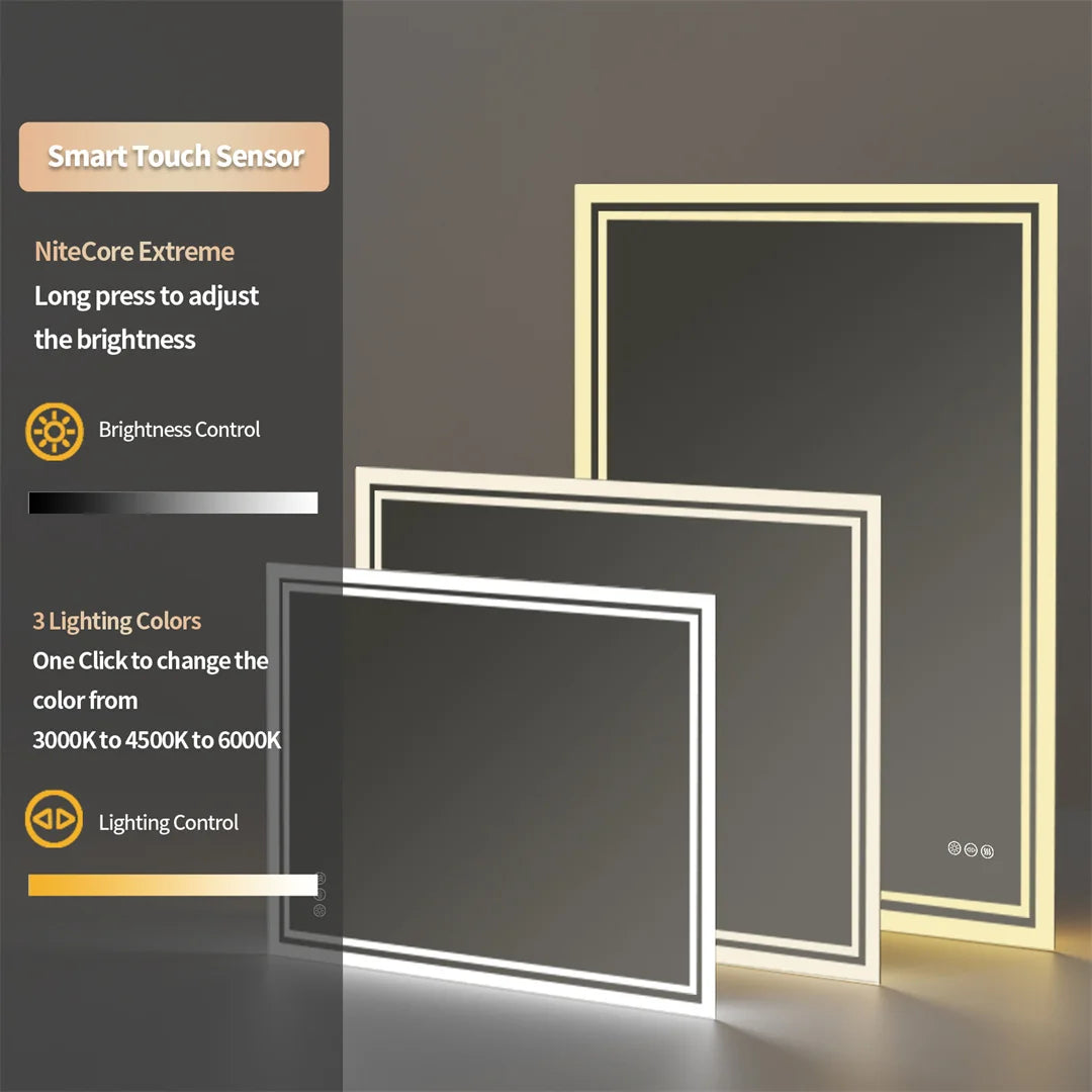 LUVODI Illuminated Backlit Defog Wall Mount Bathroom Mirror