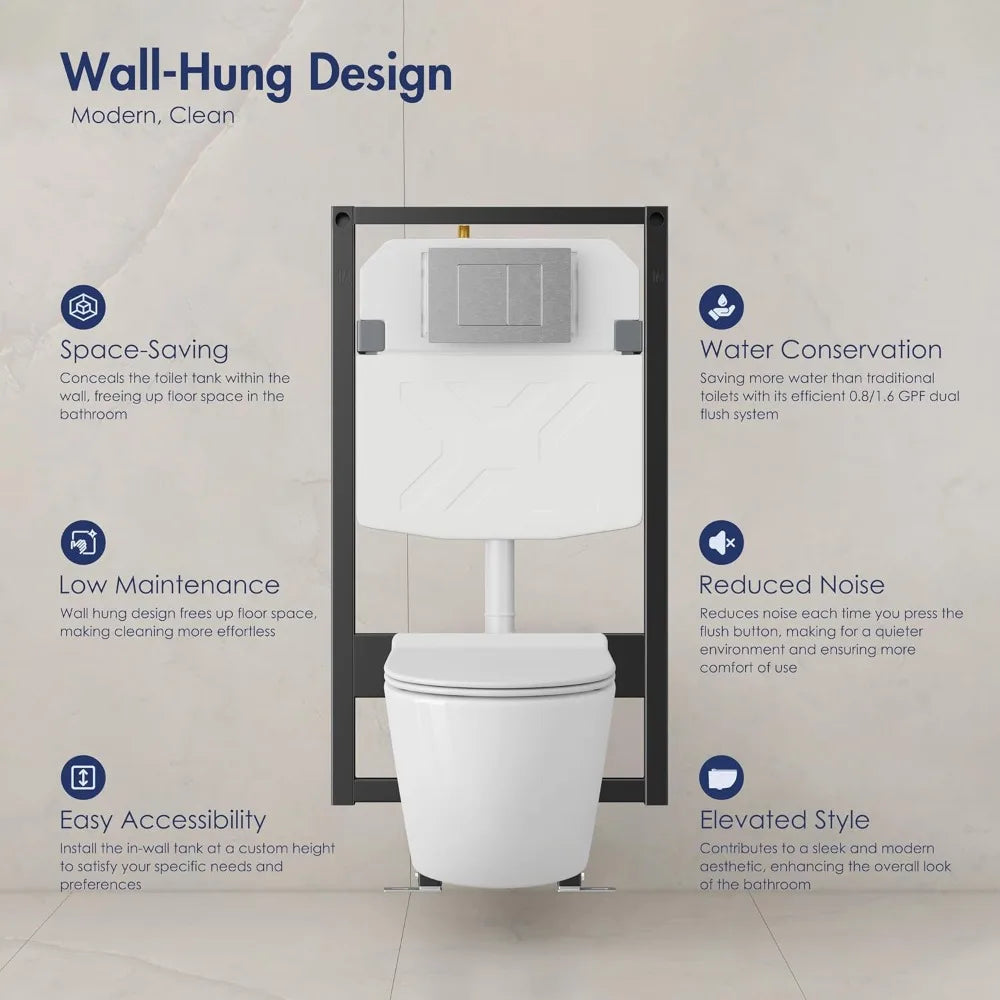 Eridanus Dual Flush Wall Mounted Toilet System With Integrated Tank And Carrier