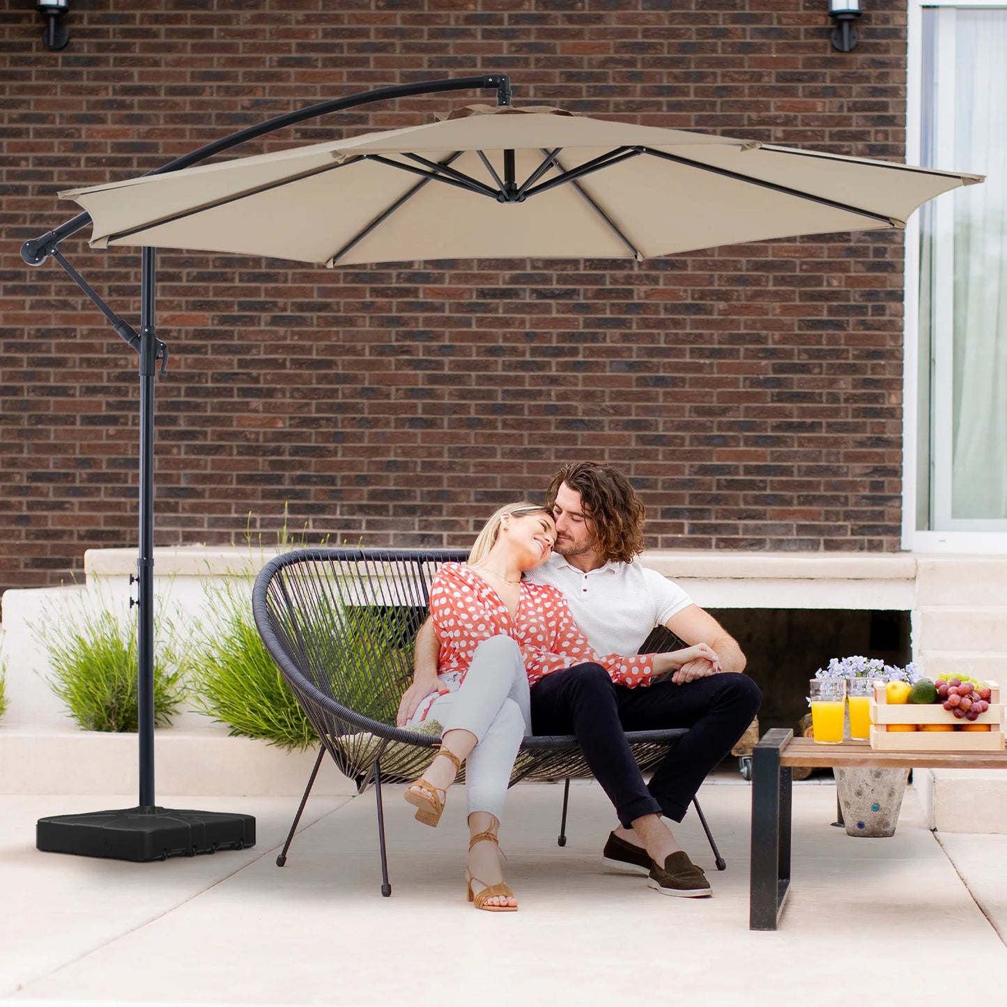 JHK Cantilever Patio Umbrella With Easy Tilt And UV Protection