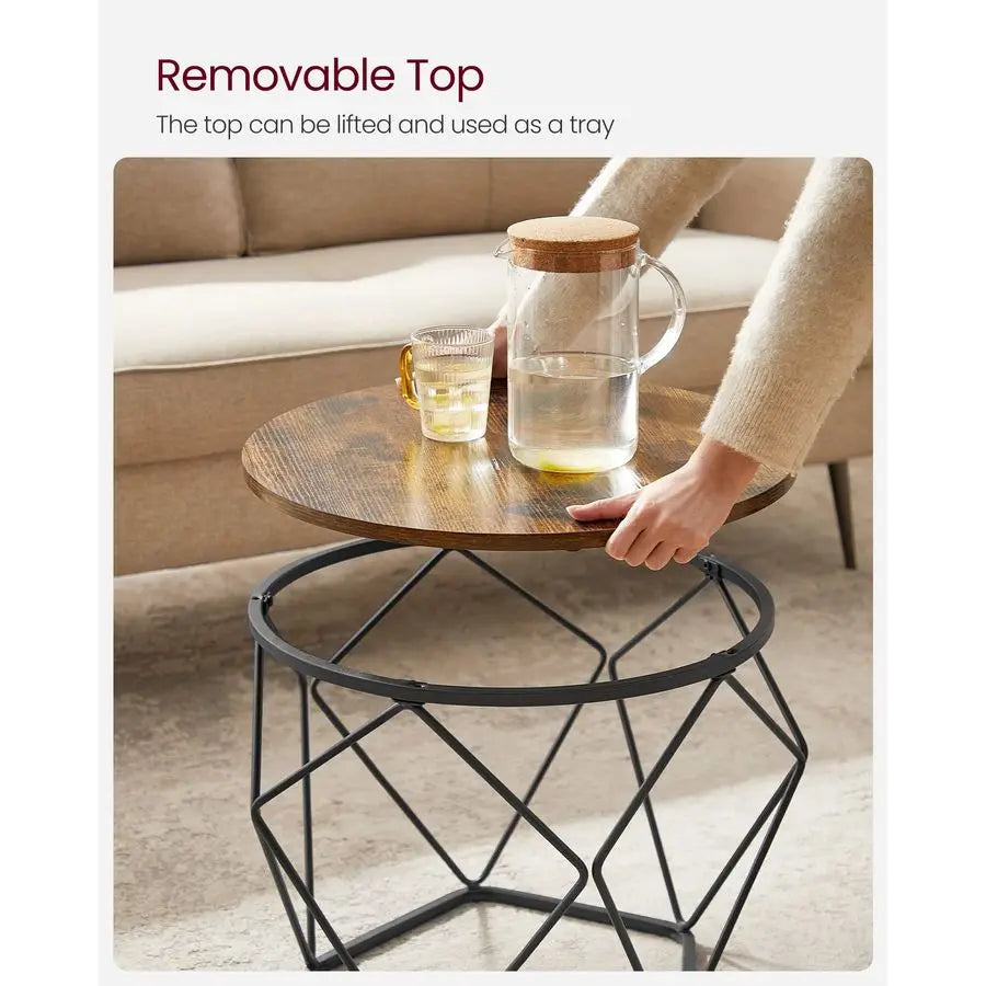 Round Coffee Table Set Of 2 With Durable Steel Frame