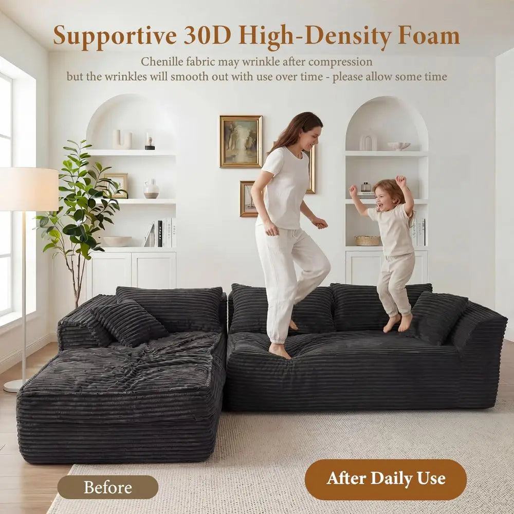 XMSJ Boneless L Shaped Modular Sofa With Chaise Memory Foam
