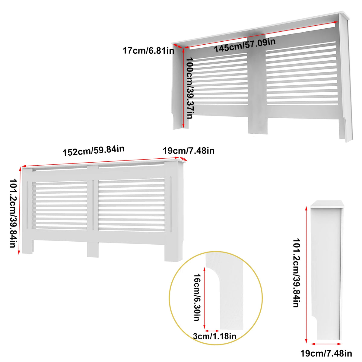 Modern MDF Radiator Cover Cabinet With Strong Grill Shelf