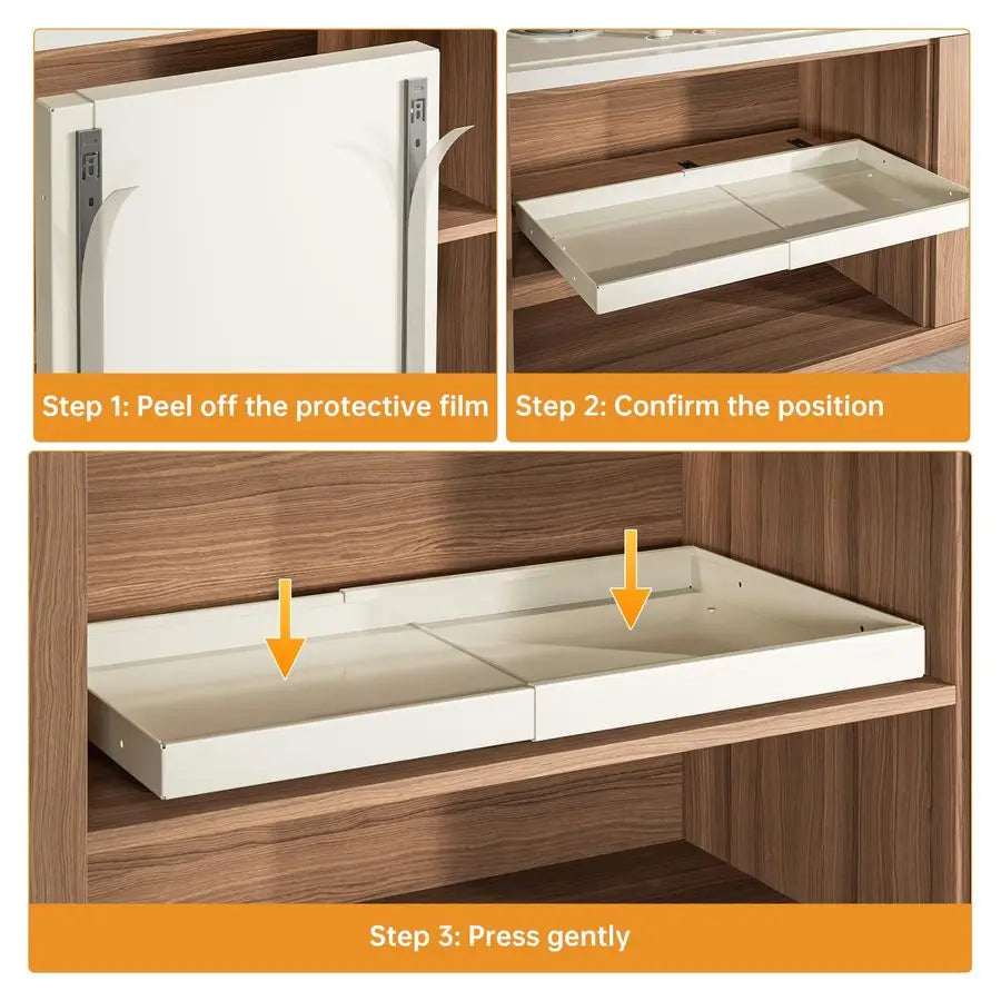 Expandable Pull Out Cabinet Organizer Metal Shelf With Nano Adhesive