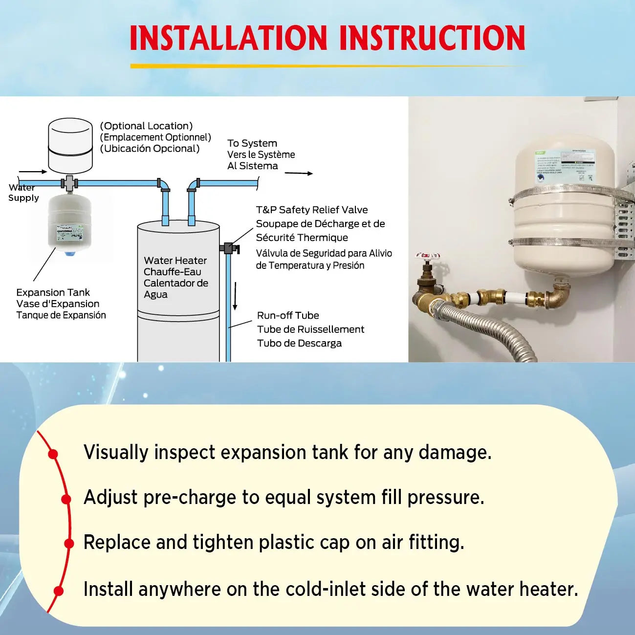 Climber Water Heater Expansion Tank Model 80102 For Home Use