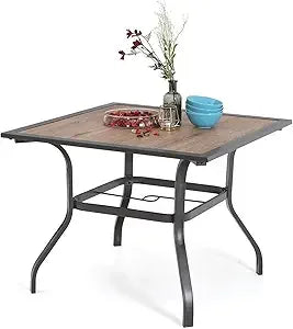 MKDK Outdoor Patio Dining Table Rectangular Alloy Steel