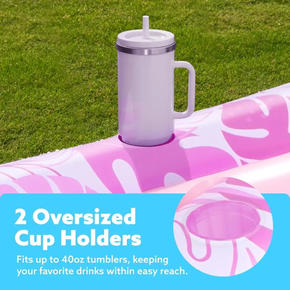 Inflatable Tanning Pool Lounger Float With Soft Pillow