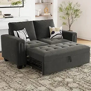 Modular Sectional Sleeper Sofa with Pull Out Couch Bed Modular Sleeper Loveseat Sectional Sofa Velvet Fabric for Living Room Ap