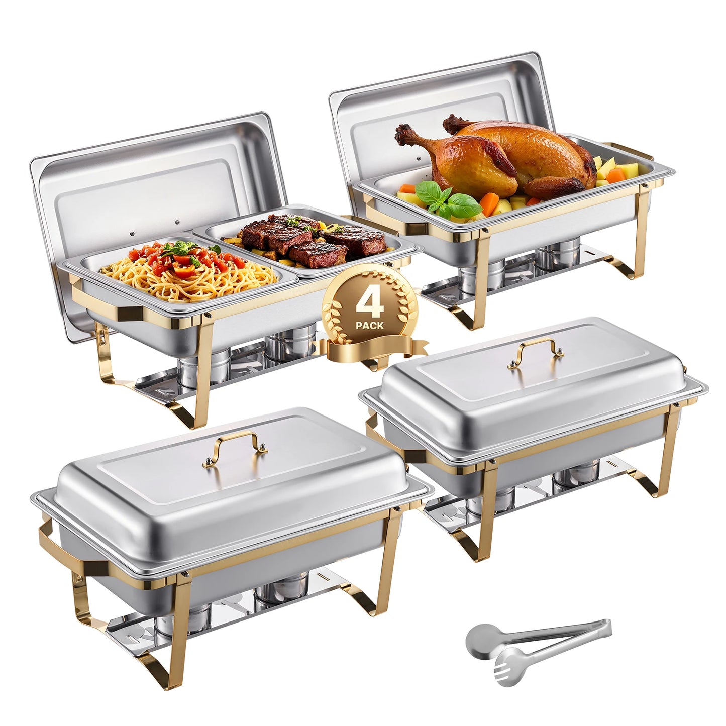 SucceBuy Chafing Dish Buffet Set Stainless Steel Warmer With Pans