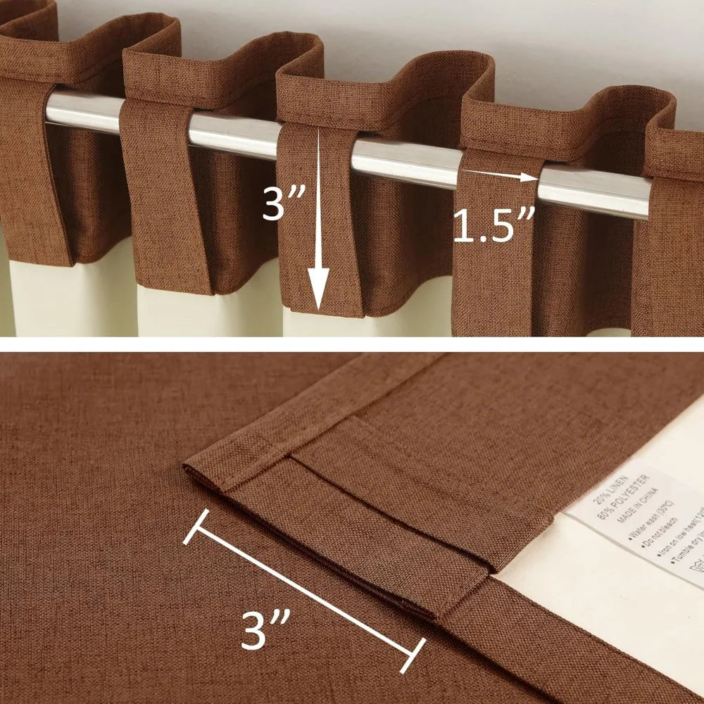 Dualife Blackout Linen Curtains for Bedroom and Living Room