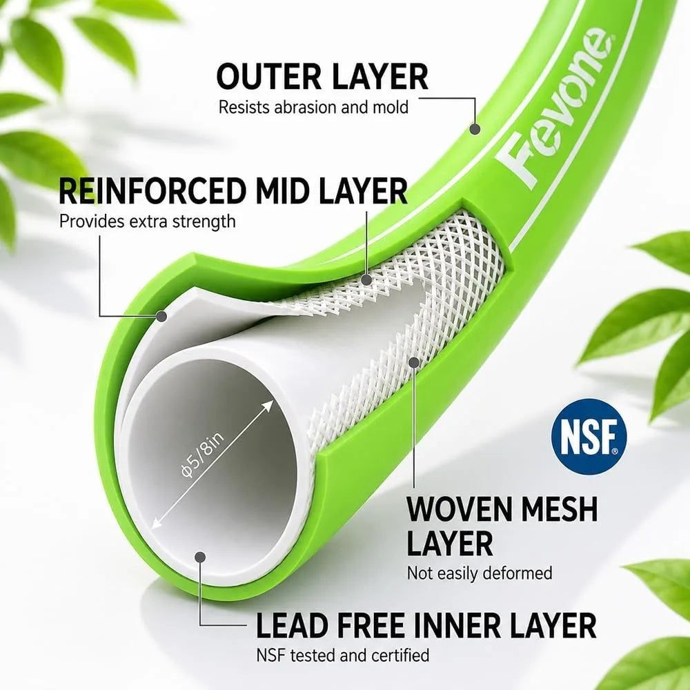 Heavy Duty Garden Hose Hybrid Polymer Leak Free Aluminum Fittings