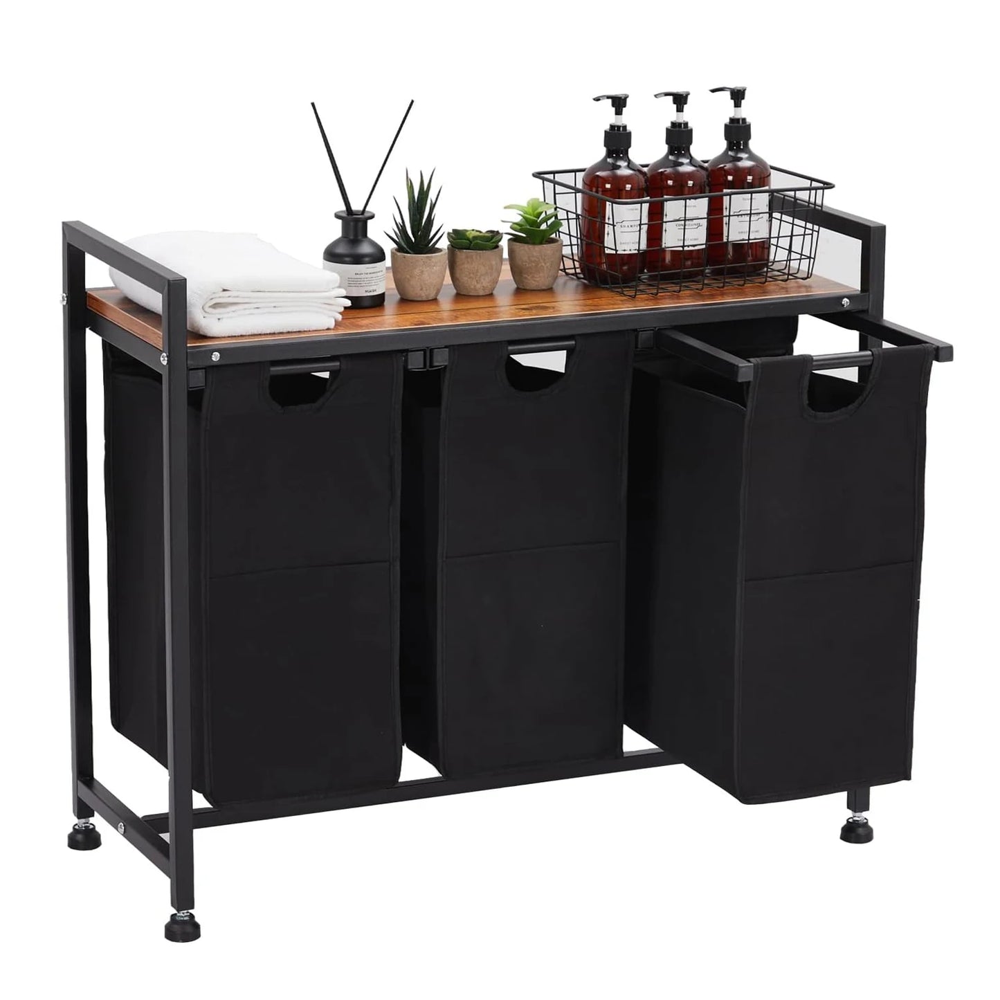 StudysetCN Two-Section Laundry Hamper With Removable Bag And Top Shelf