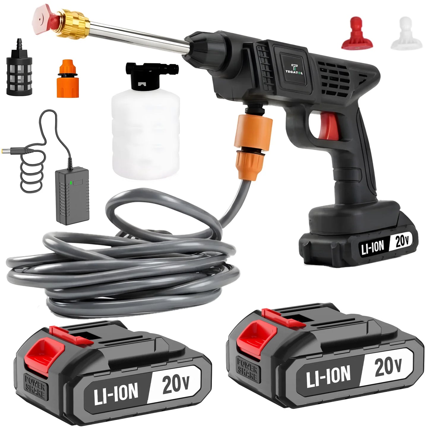 TEGATOK Electric High Pressure Washer Water Gun 20V Makita Compatible