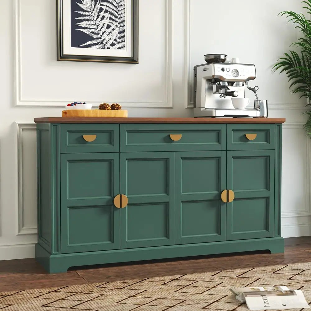 Shaker Style Buffet Sideboard Cabinet With Four Doors And Drawers