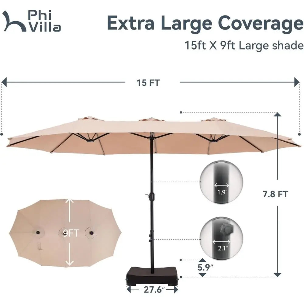Rectangle Patio Umbrella With Stand Double-Sided Market Umbrella