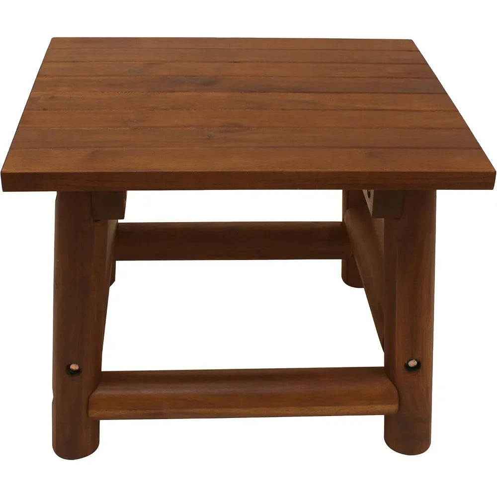 Handcrafted Acacia Wood Small Rectangular Outdoor Side Table for Patio and Garden