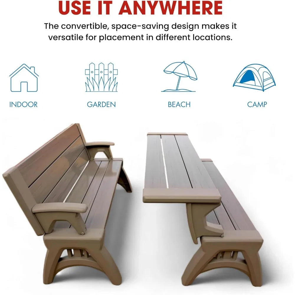 DAFIFY 2in1 Outdoor Bench and Picnic Table Foldable