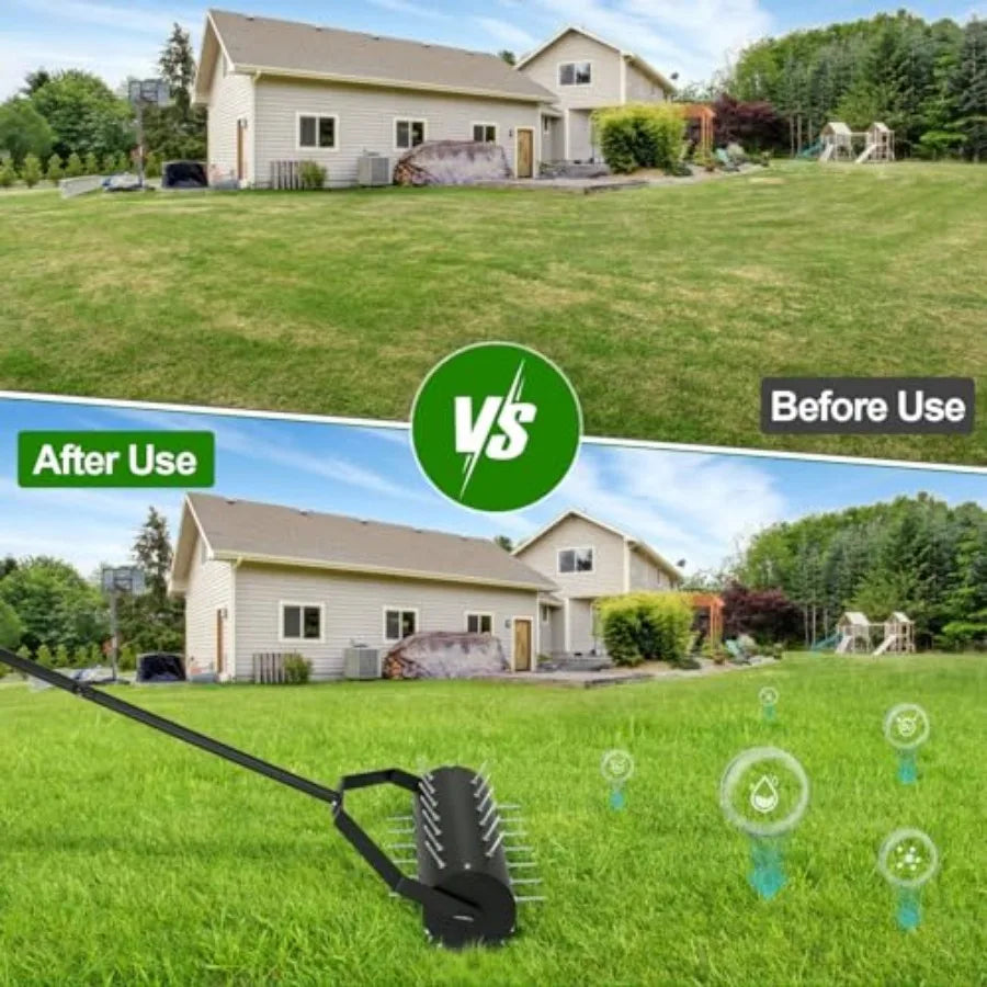 Rolling Lawn Aerator Tool With Heavy Duty Spikes For Lawns