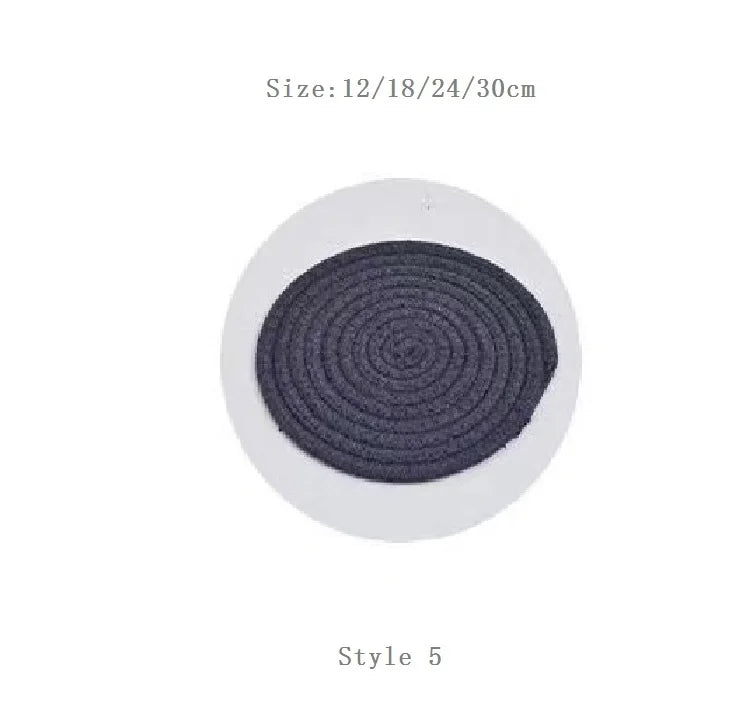 HeMu Round Woven Cotton Dining Table Mat Thermal Insulation Mat Household Anti Scalding Tea Cup Mat Circular Dish Mat