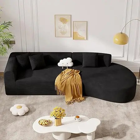 RBXC Modern Cloud Curved Upholstered Corduroy Sectional Sofa