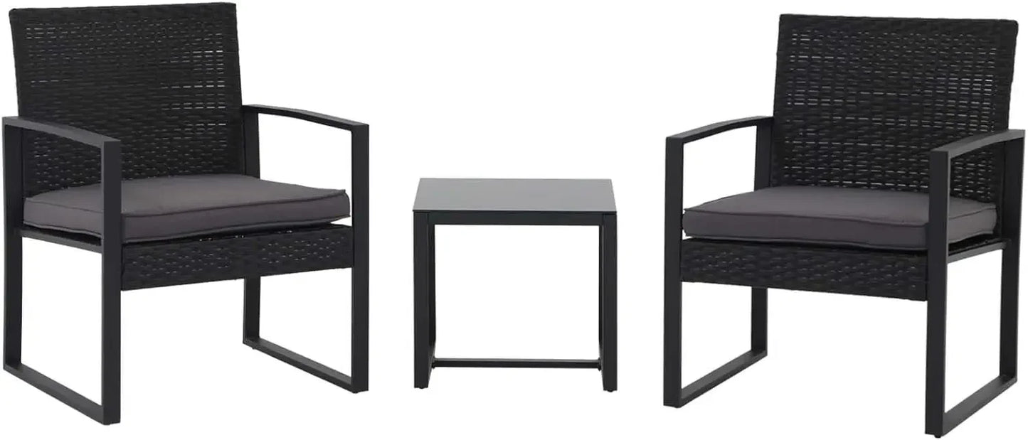 High-Con Concerned 3-Piece Patio Wicker Bistro Set With Chairs