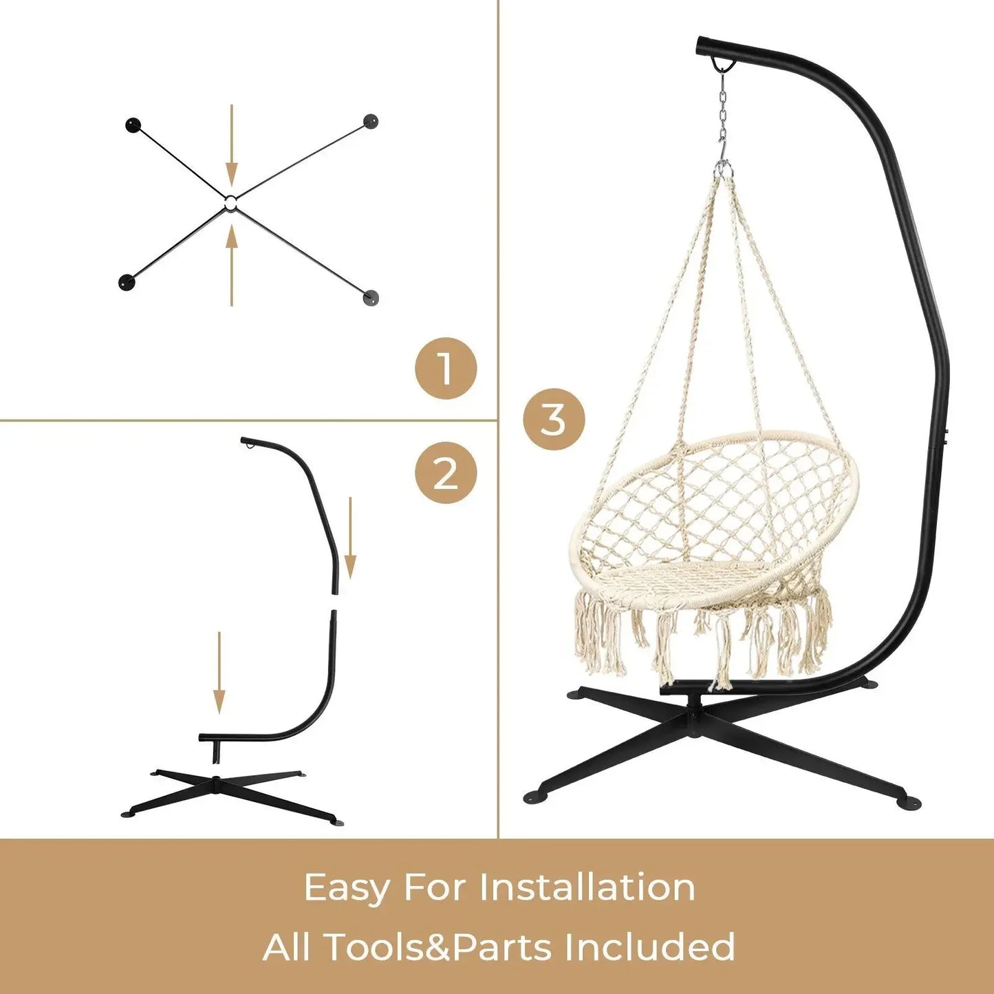 Heavy Duty Metal Hanging Chair Hammock C Stand Outdoor Patio