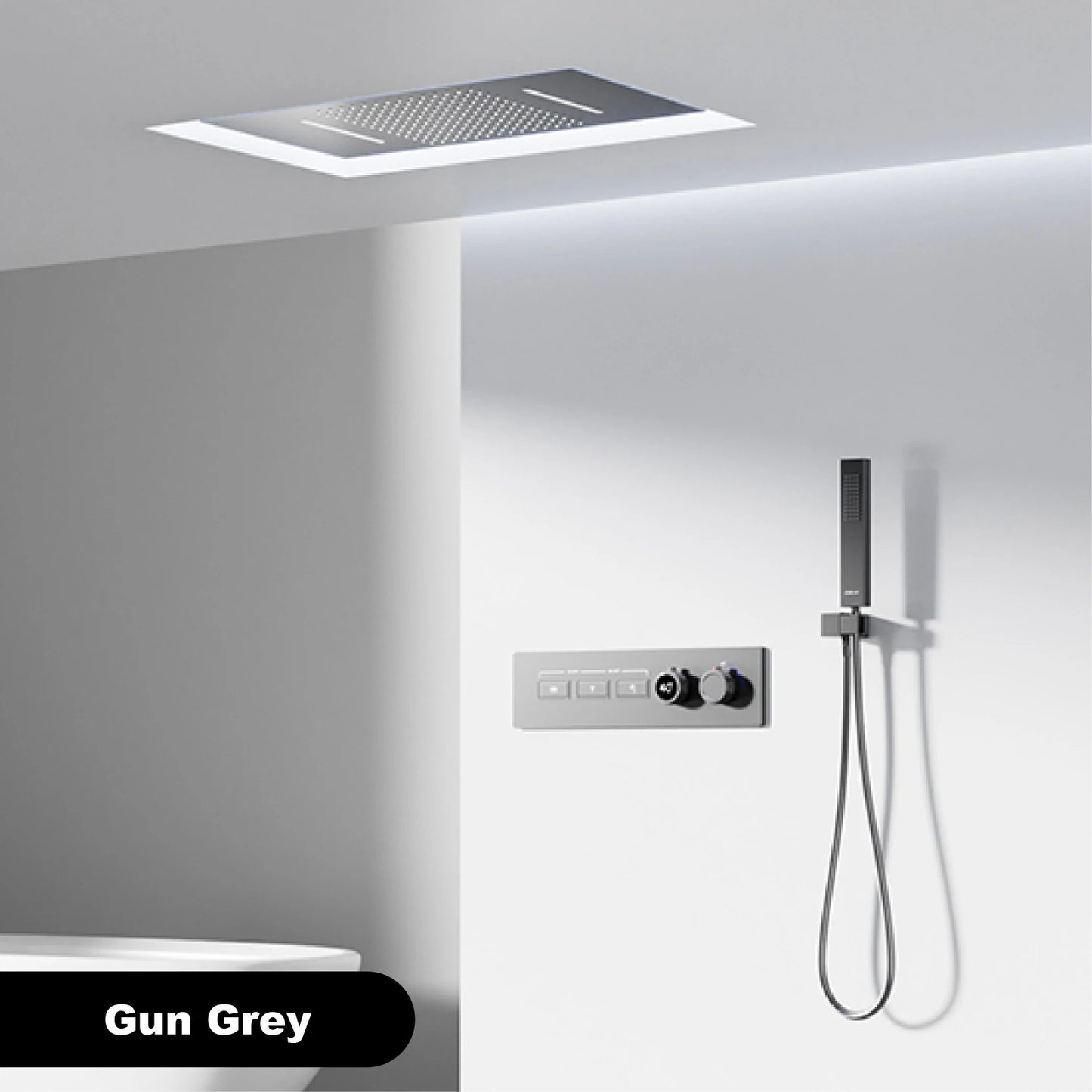 Gestana Luxury Ceiling Thermostatic Shower System 3 Function LED