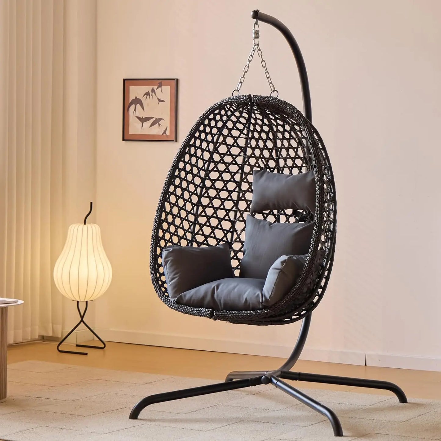 ANGDUO Double Hanging Egg Chair With Stand For Outdoor Patio