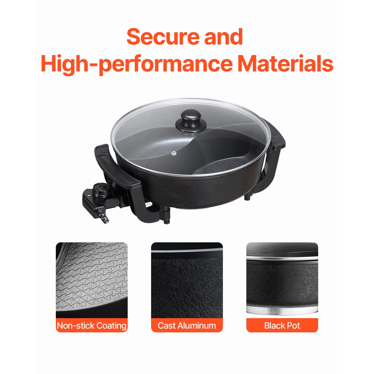 SucceBuy Dual Flavor Electric Shabu Shabu Hot Pot With Divider