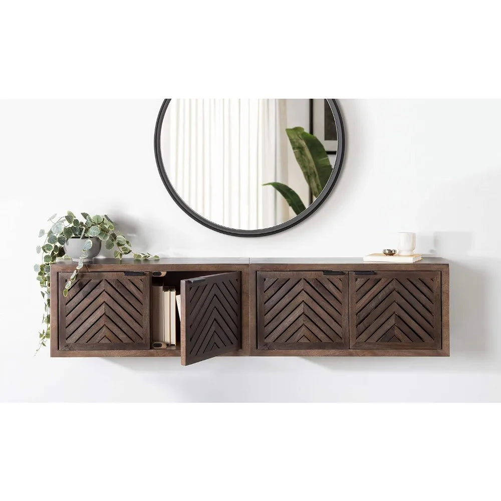 Coastal Style Two Door Wall Cabinet Decorative Storage