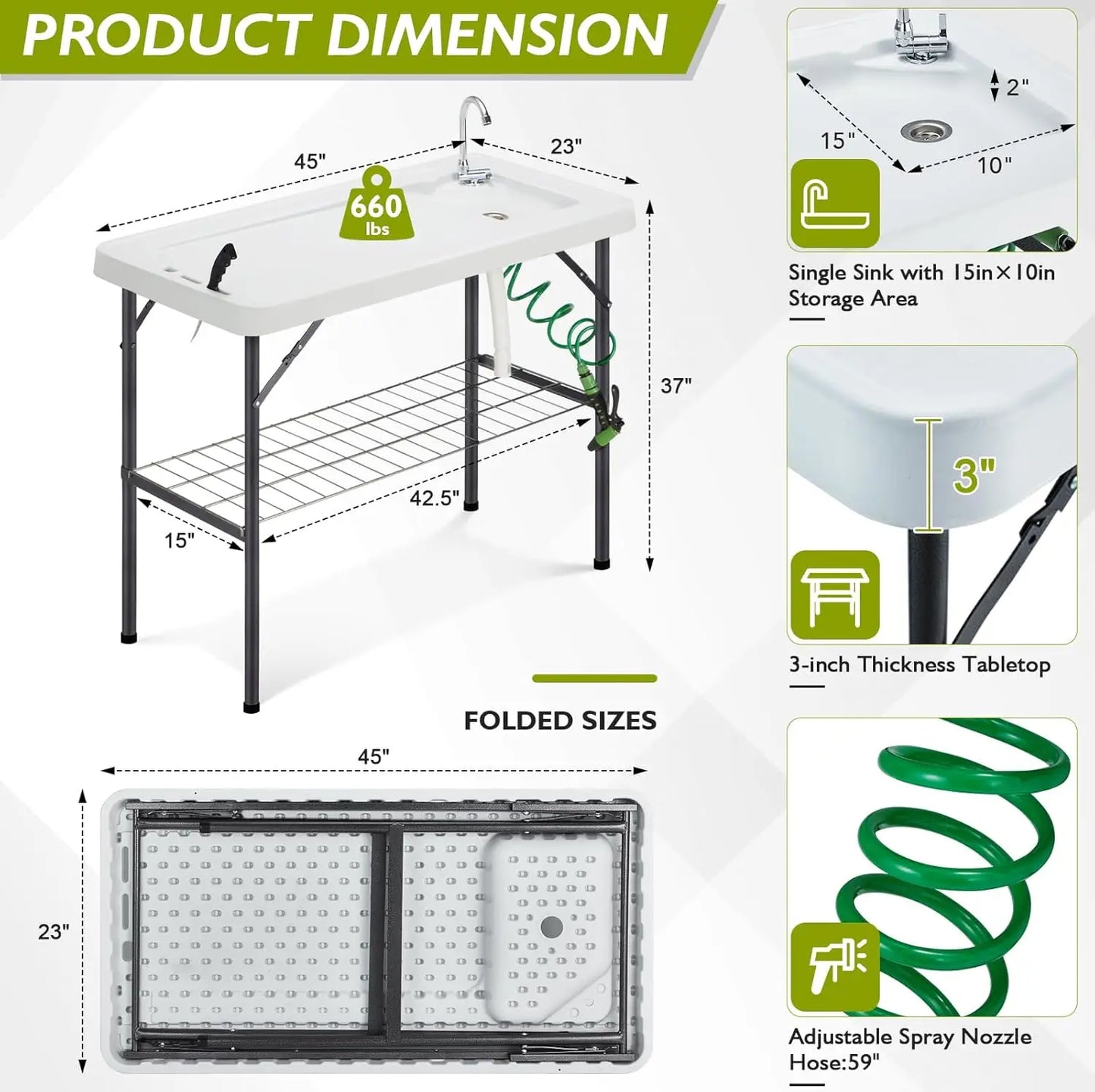 Folding Fish Cleaning Station Portable Camping Sink