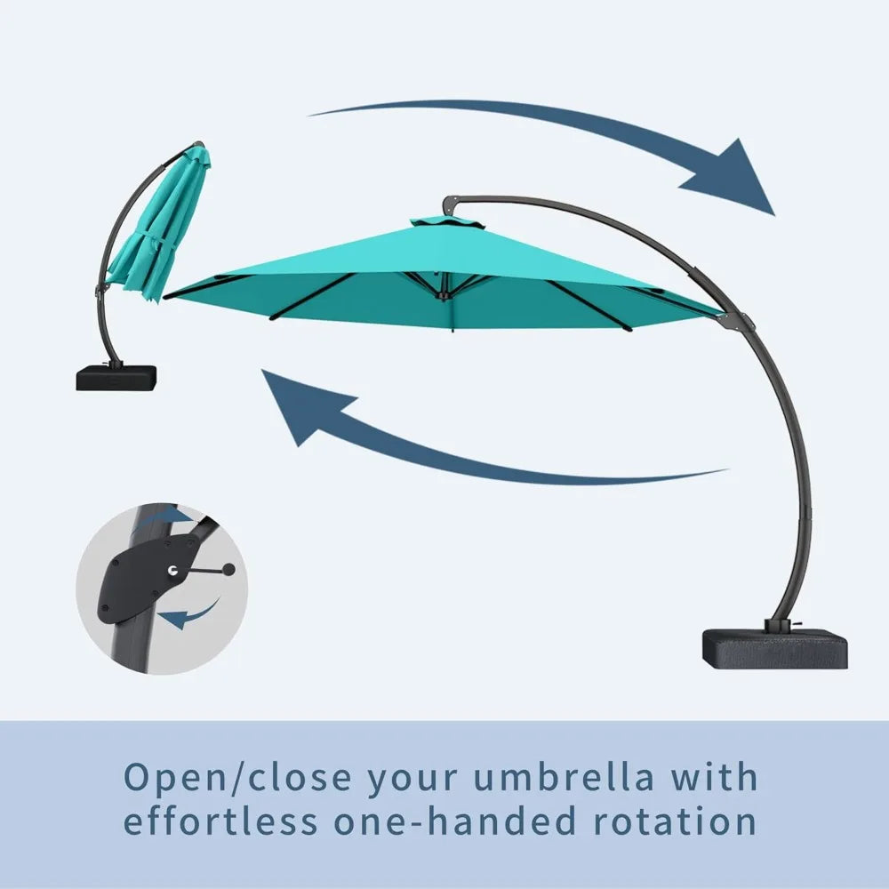 Cantilever Umbrella With Base Heavy Duty 360 Degree Rotating Stand