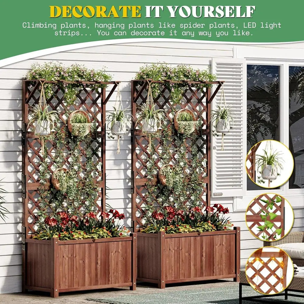 Raised Garden Beds with Trellis 2-Pack for Vegetables