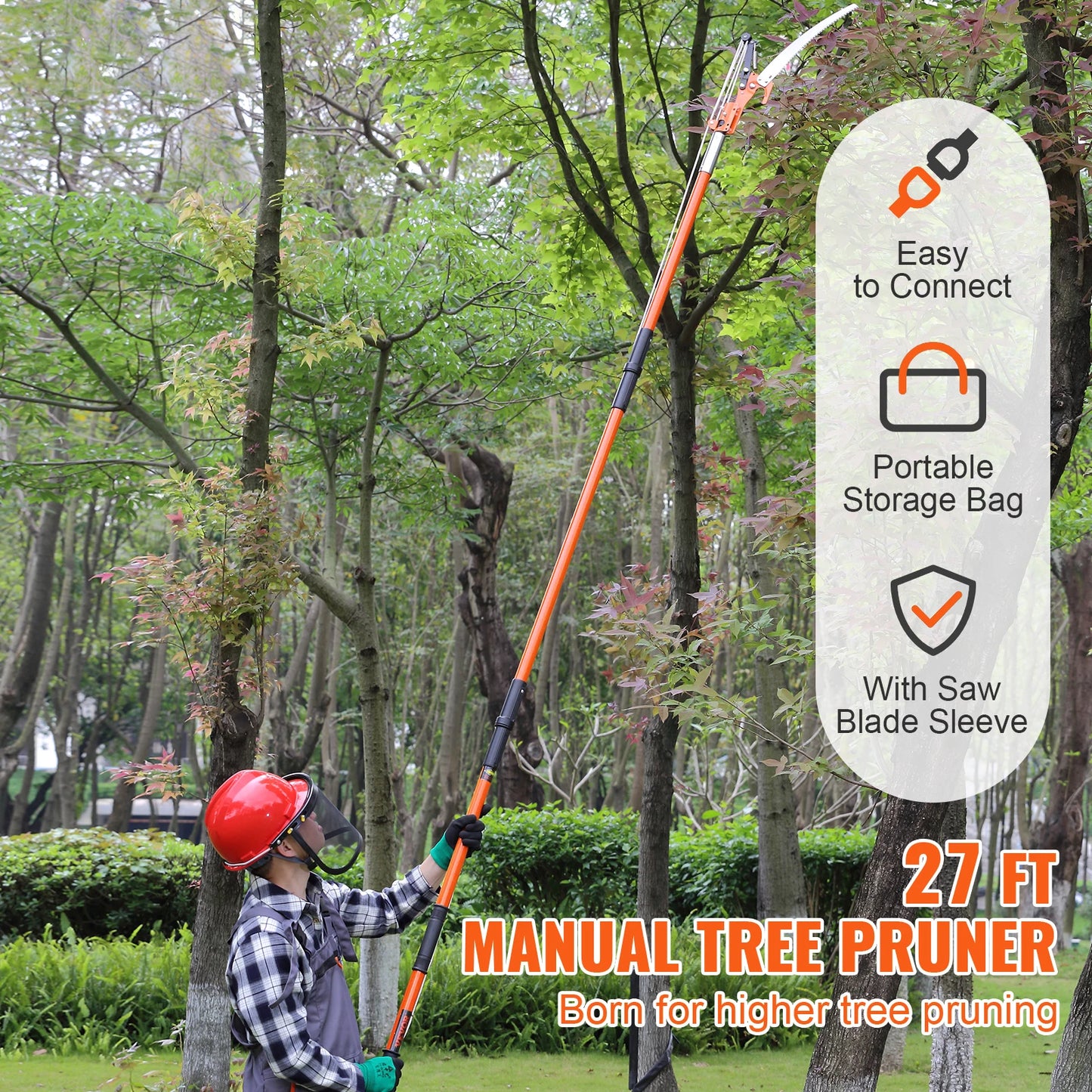 Extendable Pole Saw Pruner With Steel Blade And Aluminum Handle