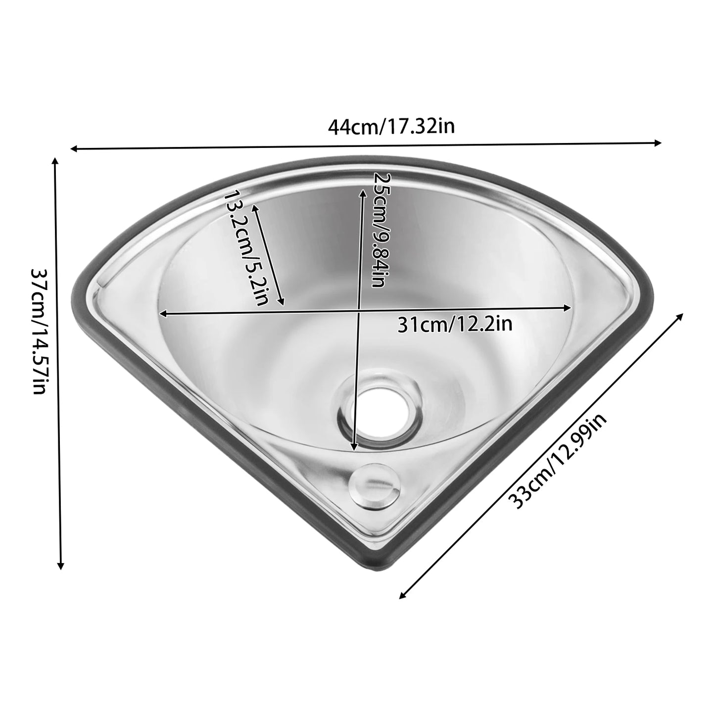 Stainless Steel Single Bowl Sink Wall-Mounted Triangle Wash Basin Kitchen Sink Small Corner Basin Sink for Kitchen Bathroom