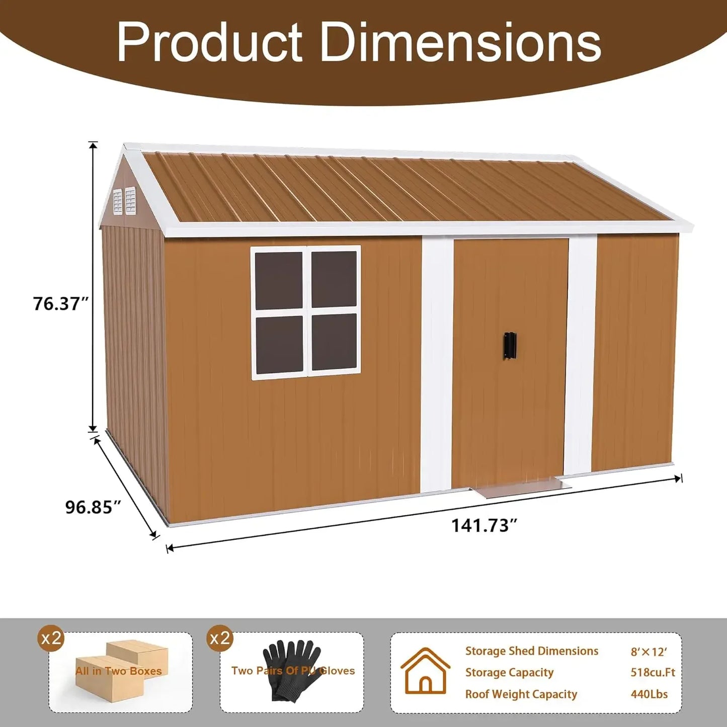 Metal Outdoor Storage Shed With Windows And Ventilation