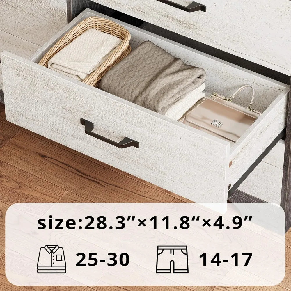 Mid Century Modern 5-Drawer Dresser With LED Lighting USB