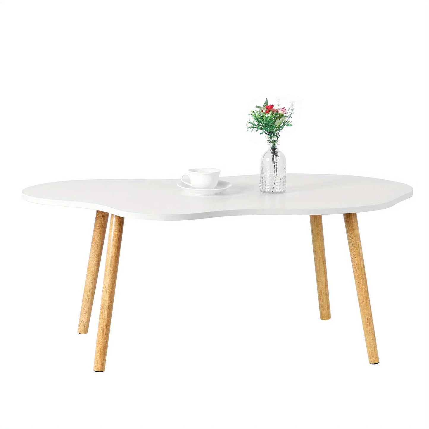 Modern Cloud Shaped Coffee Table Pedestal Wood Minimalist Design