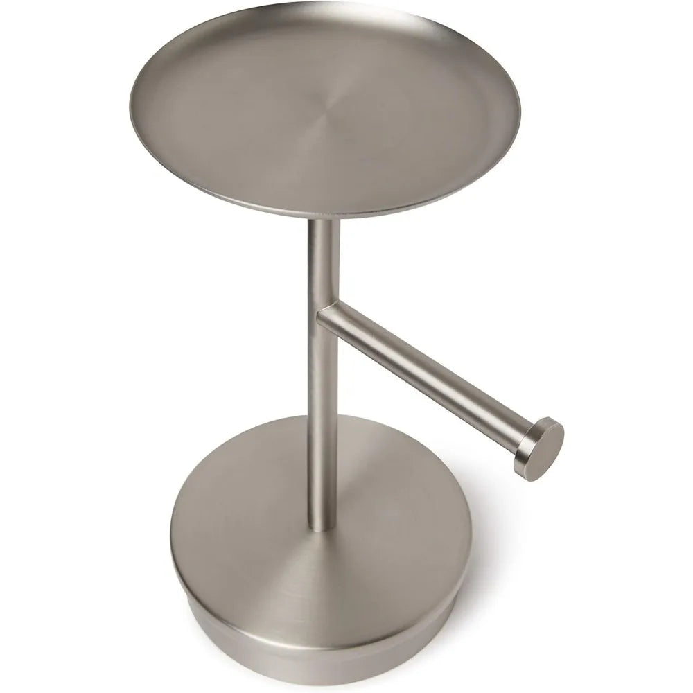 Portaloo Toilet Paper Stand and Reserve, White/Nickel