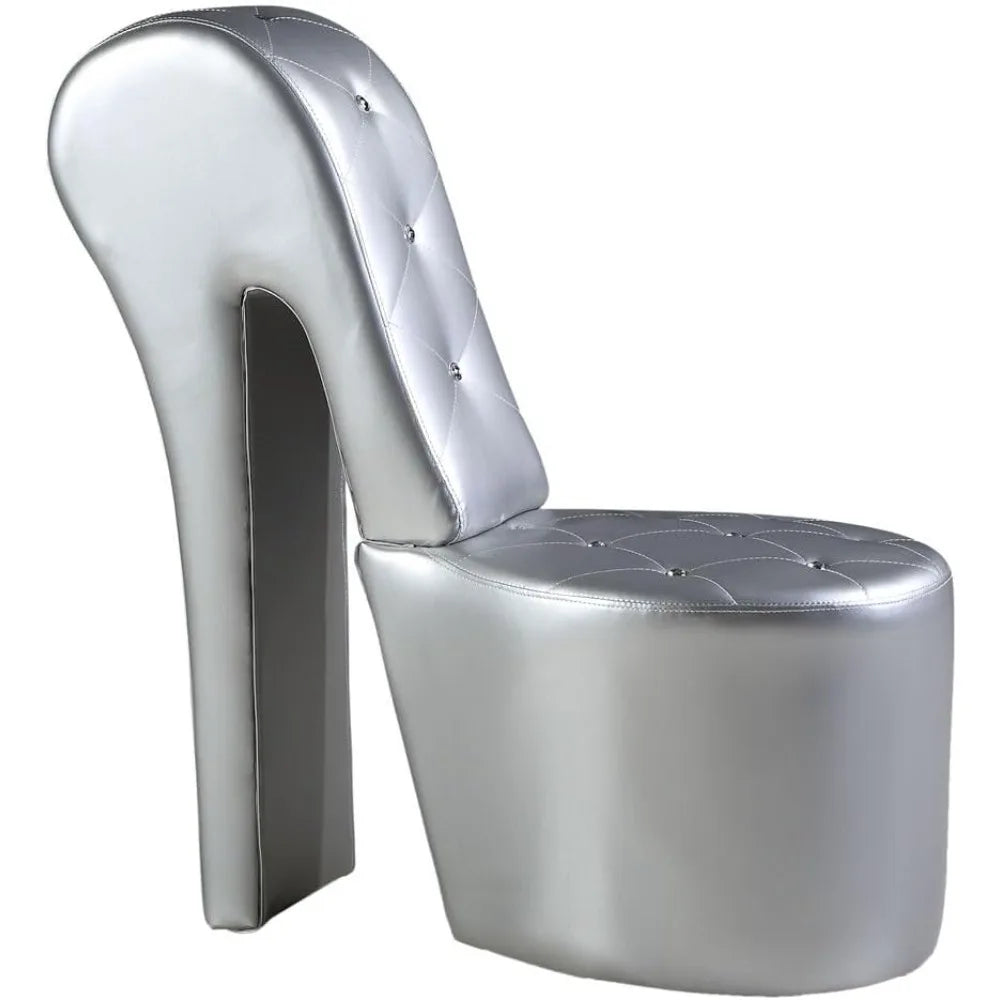 Modern Glam Armless Velvet Tufted Lounge Chair With Crystal Button