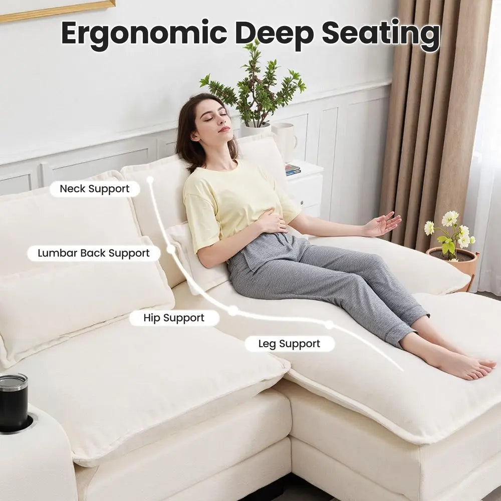 XMSJ U Shaped Cloud Modular Sectional Sofa With Chaise
