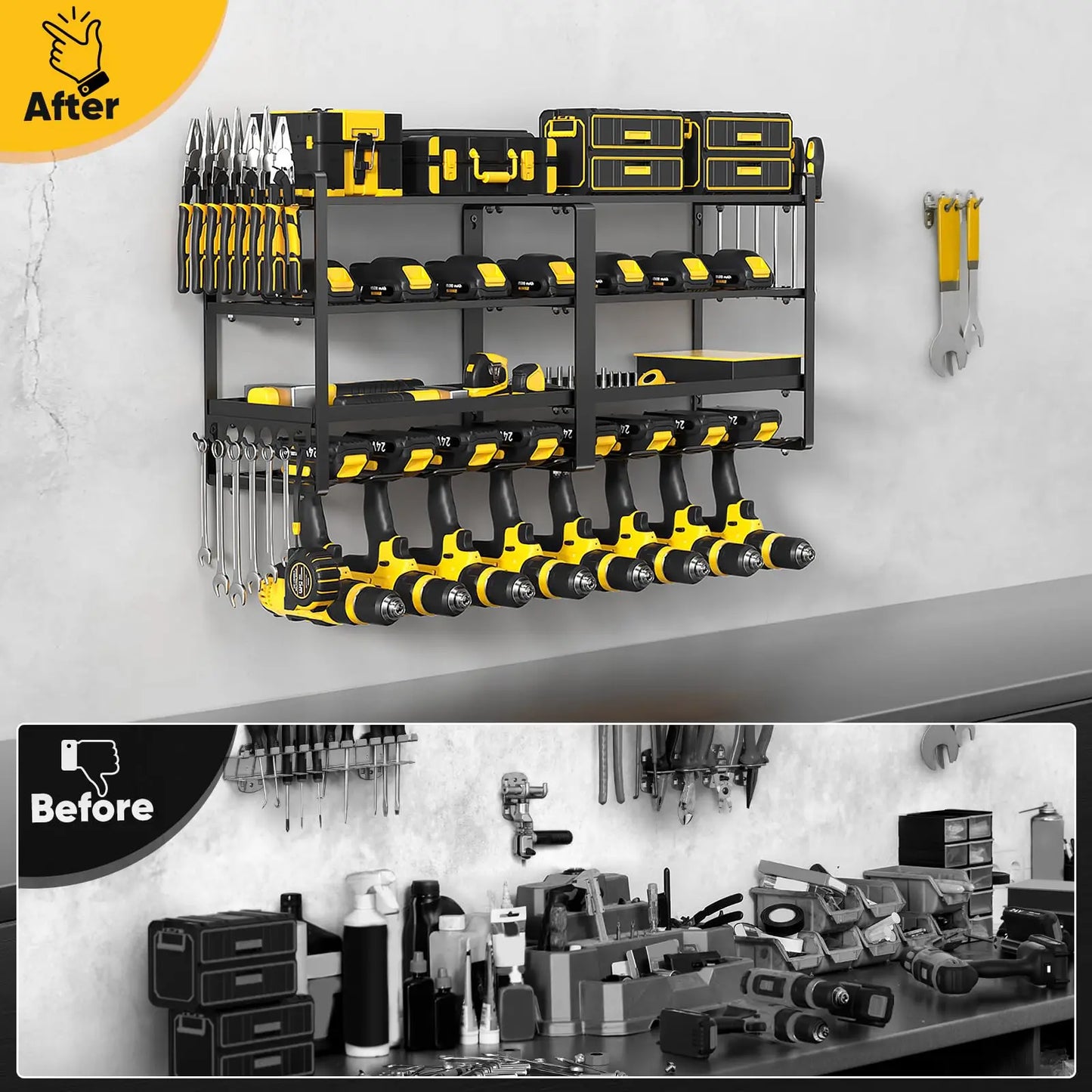 Power Tool Organizer Wall Mount Four Tier Drill Holder