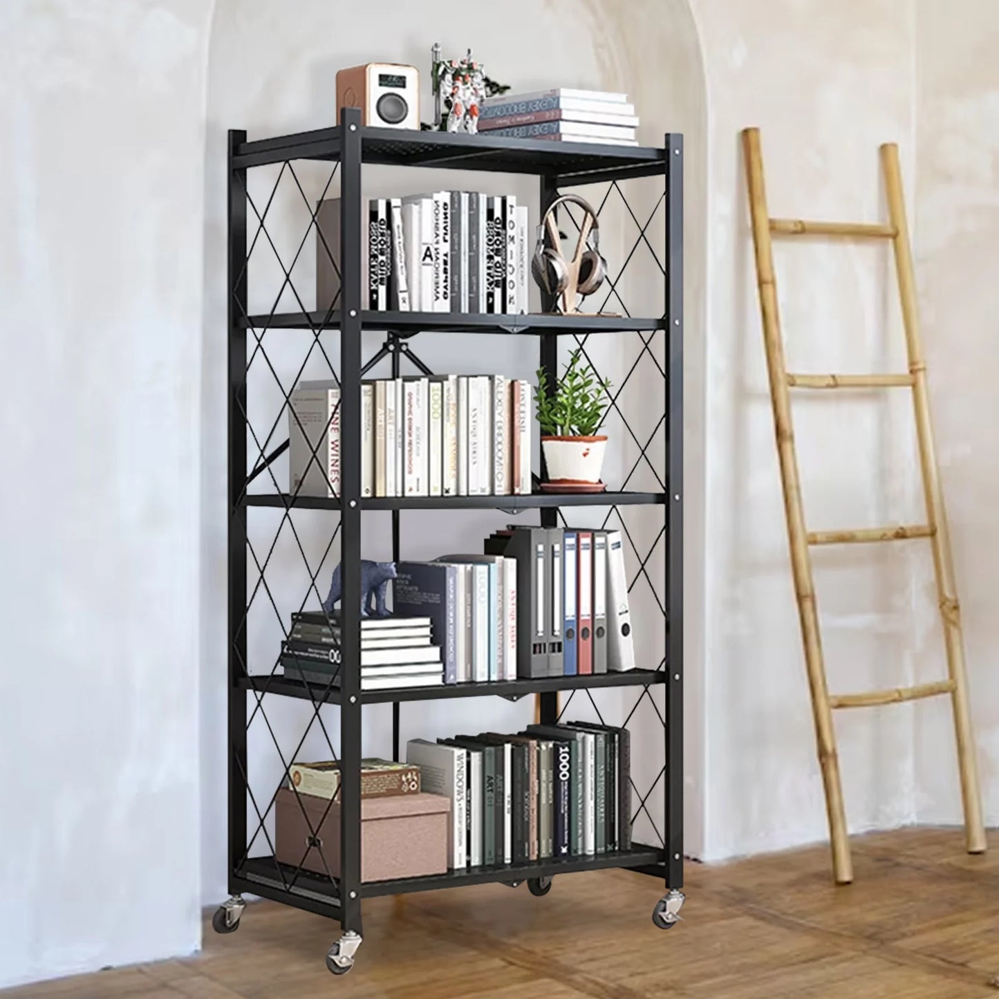5-Tier Heavy Duty Metal Storage Shelving Unit With Wheels