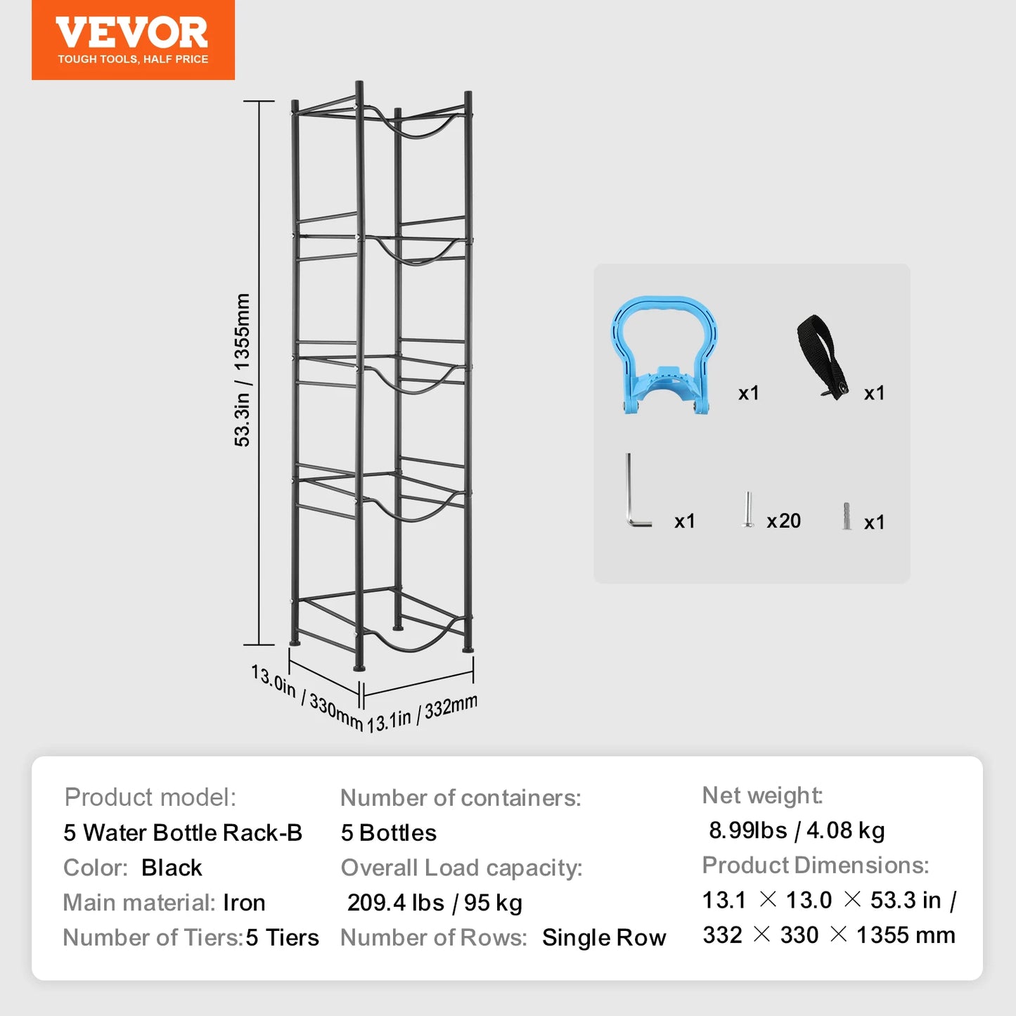 SucceBuy 5-Tier Water Bottle Holder Rack for Kitchen