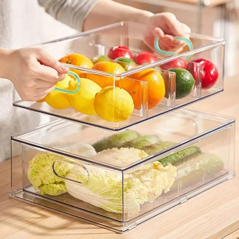 XMSJ Clear Fridge Organizer 7 Pack Drawer Bins Stackable