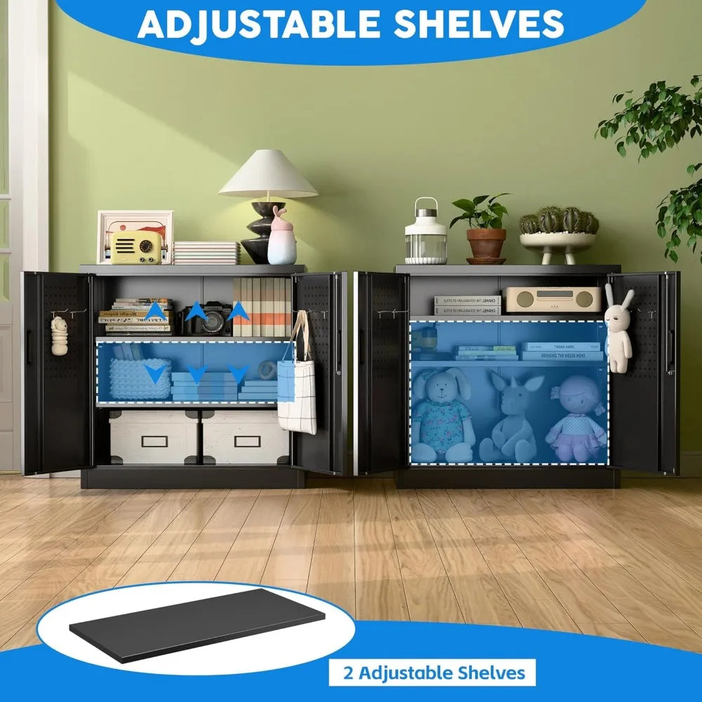 Metal Storage Cabinet Lockable Doors And Adjustable Shelves