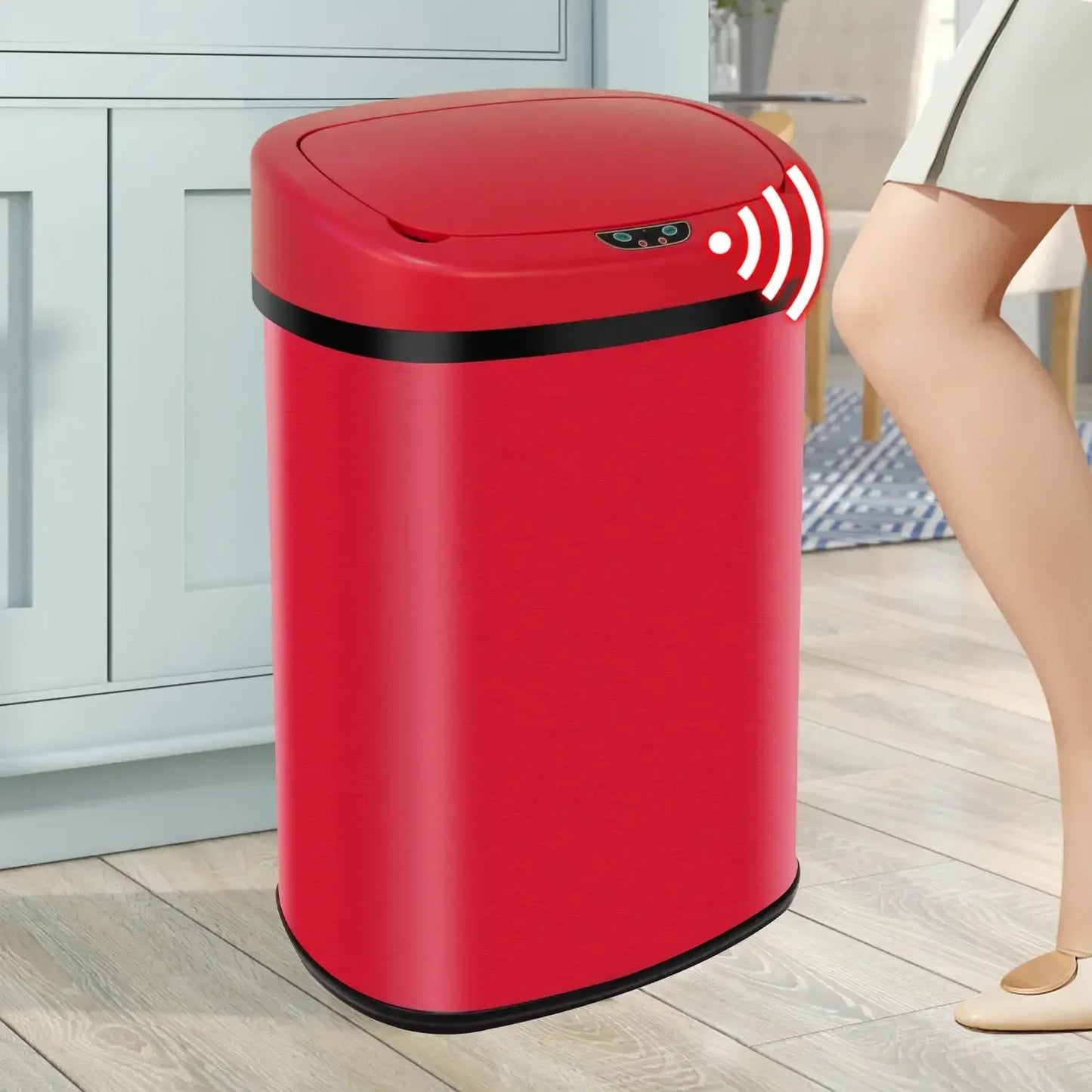 13-Gallon Kitchen Trash Can 50L Stainless Steel Garbage Can Automatic Touch Free Garbage Bin Motion Sensor Trash Can