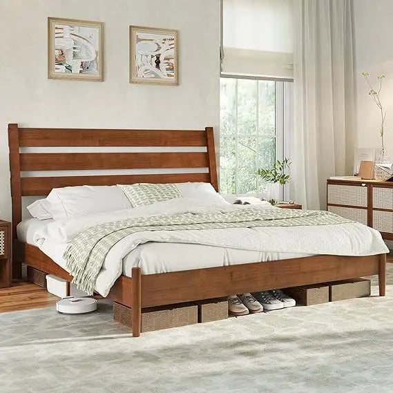 MKDK Jocisland Solid Wood Platform Bed Frame Mid Century