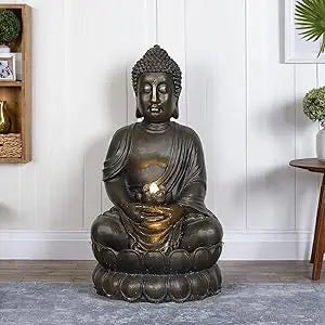 3 Tier Water Fountain for Outdoor - 35.4" H Freestanding Fountains with Bird Decor for Patio, Yard, Garden, Backyard, Deck - Tru